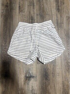 Calia Striped Athletic Shorts S White and Black Athleisure Gym Running
